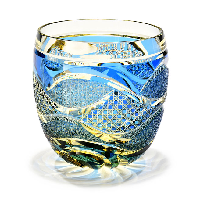 Pr-386 宙吹コレクショングラス 水色 | 江戸切子の店 華硝（はなしょう）