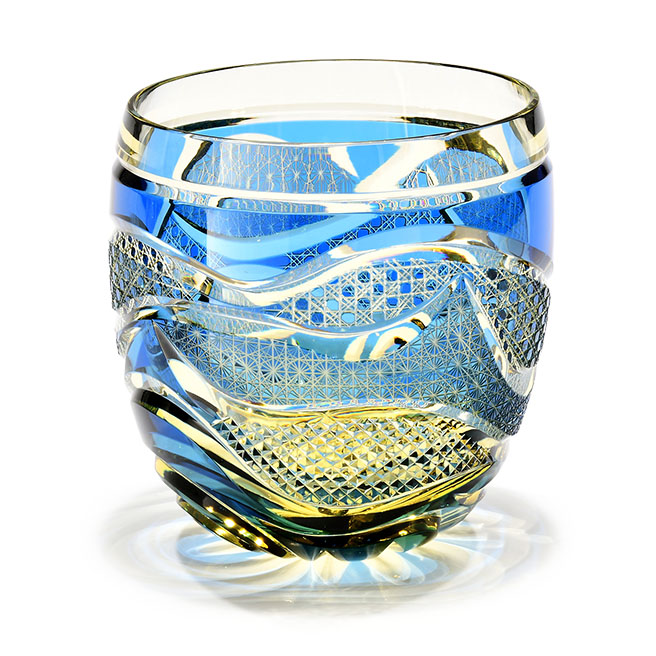 Pr-386 宙吹コレクショングラス 水色 | 江戸切子の店 華硝（はなしょう）